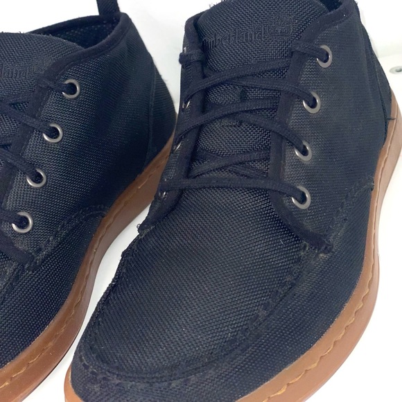 Timberland Black Canvas Sneakers with Brown Sole - Picture 4 of 8